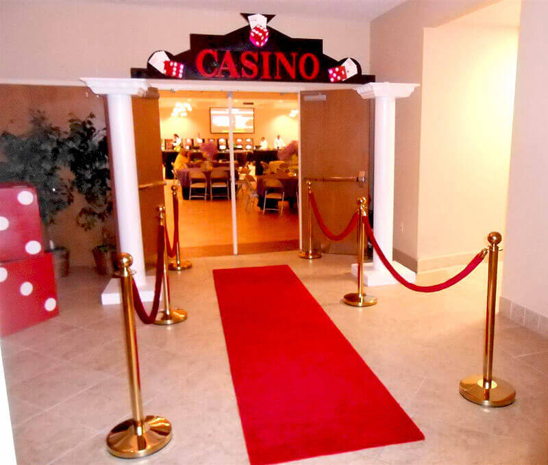 Red Carpet Casino Entry and Velvet Rope Stanchions